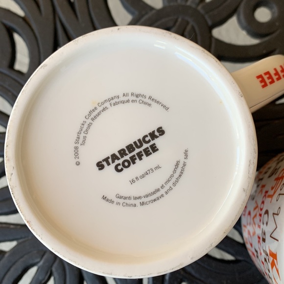 Set of Two NEW Starbucks coffee mugs in white/ red w/ multi language “coffee” - Picture 5 of 9